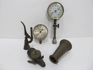 lot 15 image: Group of Vintage Industrial Gauges & Other Items