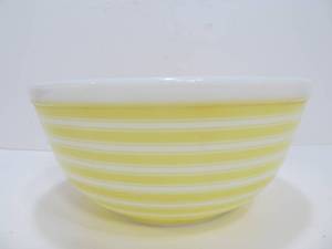 lot 19 image: Vintage PYREX Yellow Rainbow Stripe Mixing Bowl