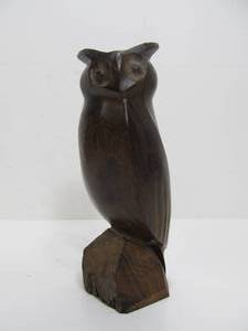 lot 24 image: Hand Carved Ironwood Owl Sculpture