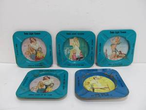 lot 33 image: Vintage 1950s era Metal PINUP Girl Advertising Ashtrays
