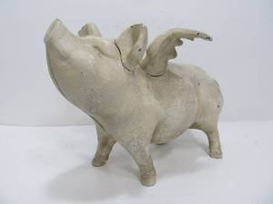 lot 40 image: Large Cast Iron Flying Pig Bank