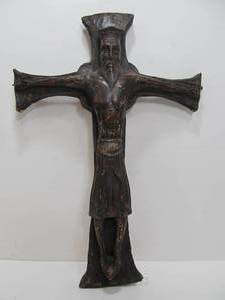lot 43 image: Vintage Sculptural Crucifix Wall Hanging