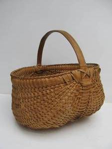 lot 244 image: Vintage 1930s Era Hand Woven Buttocks Basket