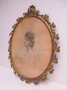 lot 251 image: Excellent Antique Victorian Portrait in Period Oval Brass Frame