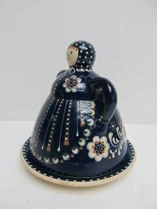 lot 245 image: Vintage Hand Painted Deep Blue Ceramic Cheese Lady 