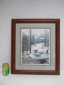lot 250 image: Framed Signed Numbered Chickadee Print by Patricia M. Pollack