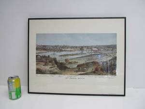 lot 255 image: Framed Saint Paul Landmark Map Print