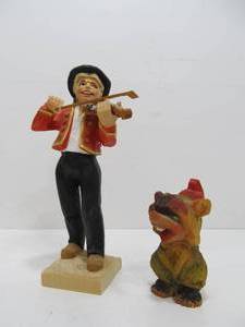 lot 104 image: 2 Vintage Carved Wood Norwegian Figures