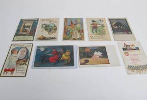 lot 238 image: Lot of 9 Antique HALLOWEEN Postcards