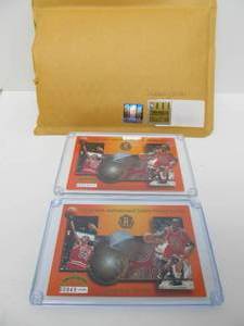 lot 136 image: 3 Upper Deck Authenticated Oversized MICHAEL JORDAN Basketball Cards
