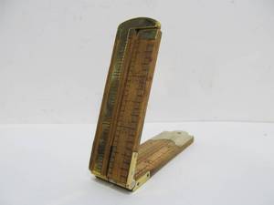 lot 156 image: Nice Antique STANLEY Sweetheart Brass & Boxwood Folding Ruler No. 32
