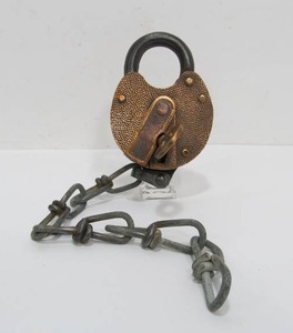 lot 157 image: Working Antique Brass Railroad Lock wKey