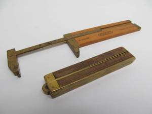 lot 170 image: 2 Antique Boxwood & Brass Folding & Slide Rulers