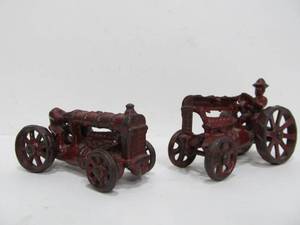 lot 191 image: 2 Antique Cast Iron Tractor Toys