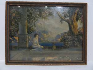 lot 214 image: Vintage Maxfield Parrish Style Art Nouveau Print