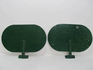 lot 215 image: Pair of Vintage Railroad Signal Green Metal Signs