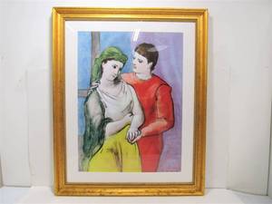 lot 278 image: Vintage Picasso The Lovers Lithograph Print Framed