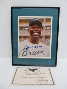 lot 186 image: Authentic Autographed HANK AARON Framed Photo
