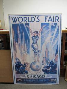 lot 216 image: HUGE Art Deco Chicago 1933 Worlds Fair Poster