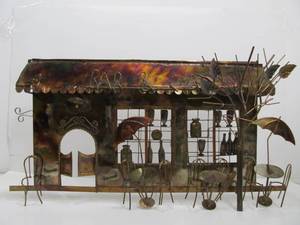lot 282 image: C. Jere Style Vintage Bar & Cafe Enesco Imports Metal Wall Art Sculpture