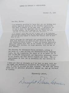 lot 319 image: Authentic Dwight D. Eisenhower Hand Signed EisenhowerNixon Campaign Letter wEnvelope