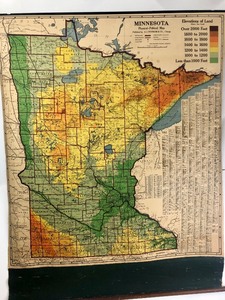 lot 2 image: Very Cool 1930s MINNESOTA Pull Down School Map