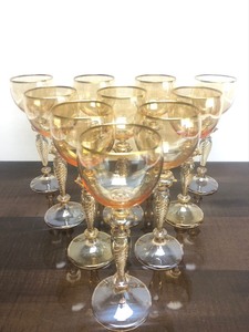 lot 5 image: Beautiful Quality Set of 10 Vintage Air Twist Crystal Goblets