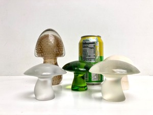 lot 355 image: Mid Century Heavy Glass Mushrooms Including Viking Glass