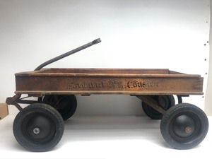 lot 345 image: Antique 1910s era Wooden Roller Bearing Coaster Wagon
