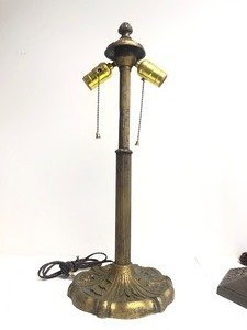 lot 336 image: Group of Quality Old Vintage Table Lamp Bases - 2 Signed - Including Bradley & Hubbard