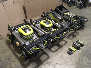 lot 15 image: Lot of Ryobi Lawn Mowers various models and conditions Customer Returns See  Terms on Auction