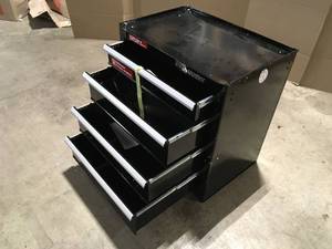 Husky 26.5 in. W x 18 in. D Standard Duty 4-Drawer Rolling Tool Cabinet in Gloss Black Customer Returns SeeTerms on Auction