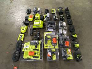 Lot of Ryobi Batteries and Chargers various models and conditions Customer Returns See Terms on Auction
