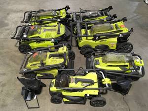 lot 4 image: Lot of Assorted Ryobi LAwn Mowers various models nd conditions  Customer Returns See Terms on Auction