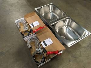 lot 19 image: Lot of Mixed Assorted Sinks and Faucets Customer Returns See Terms on Auction