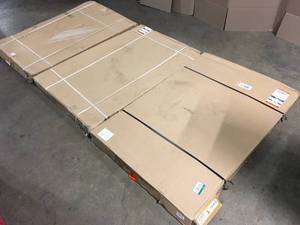 Lot of 3 Husky Adjustable Height Overhead Ceiling Mount Garage Rack in White (42 in. H x 96 in. W x 48 in. D) Customer Returns See Terms on Auction