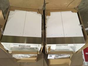 Lot of 2 Glacier Bay All-in-One 24.2 in. x 21.3 in. x 33.8 in. Stainless Steel Laundry Sink and White 2 Door Cabinet Customer Returns See Terms on Auction