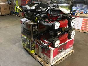 Pallet of Assorted Lawn Mowers various models and conditions Customer Returns See Terms on Auction