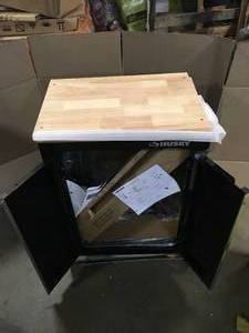 Husky Garage Cabinet black see pictures Customer Returns See Terms on Auction