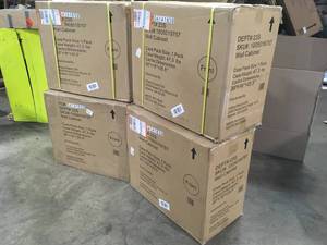Lot of 4 Husky Heavy Duty Welded 20-Gauge Steel Wall Mounted Garage Cabinet in Black (28 in. W x 22 in. H x 14 in. D) Customer Returns See Terms on Auction