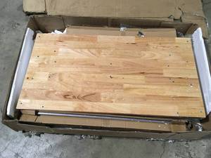 Husky 46 in. Adjustable Height Work Table with 2-Drawers in White Customer Returns See Terms on Auction