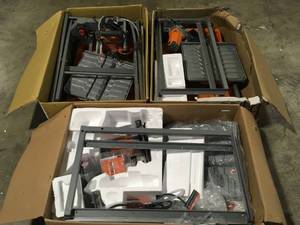 Lot of 3 RIDGID 9 Amp Corded 7 in. Wet Tile Saw with Stand Open Box Customer Returns SeeTerms on Auction