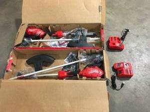 Lot of 2 Milwaukee M18 FUEL 18V Lithium-Ion Brushless Cordless String Trimmer with QUIK-LOK Attachment Capability  NO Battery - charger included Customer Returns See Terms on Auction