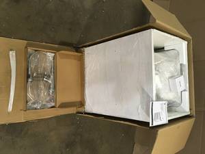Glacier Bay All-in-One 24.2 in. x 21.3 in. x 33.8 in. Stainless Steel Utility Sink and Large White Drawer Cabinet Customer Returns See Terms on Auction