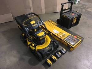 Lot of Mixed Dewalt Lawn Mower,  Tools and Hardware various models and conditions review pictures Customer Returns See Terms on Auction