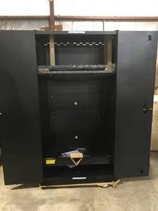 Husky Extra Wide Heavy Duty Welded 20-Gauge Steel Freestanding Garage Cabinet in Black (42 in. W x 82 in. H x 24.6 in. D)  Customer Returns See Terms on Auction