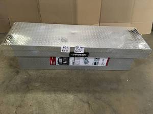 Husky 71.36 in. Diamond Plate Aluminum Full Size Crossbed Truck Tool Box Damaged No Keys Door Does Not Open Customer Returns See Terms on Auction