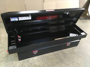 72 in. Gloss Black Aluminum Full Size Crossbed Truck Tool Box by Weather Guard Customer Returns See Terms on Auction