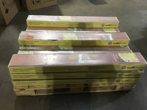15 Boxes of TrafficMaster High Gloss Jatoba 8 mm Thick x 5-58 in. Wide x 47-34 in. Length Laminate Flooring (18.65 sq. ft.  case) Customer Returns See Terms on Auction