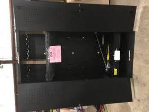 Husky Heavy Duty Welded 20-Gauge Steel Freestanding Garage Cabinet in Black (36 in. W x 81 in. H x 24 in. D) damaged see pictures Customer Returns See Terms on Auction